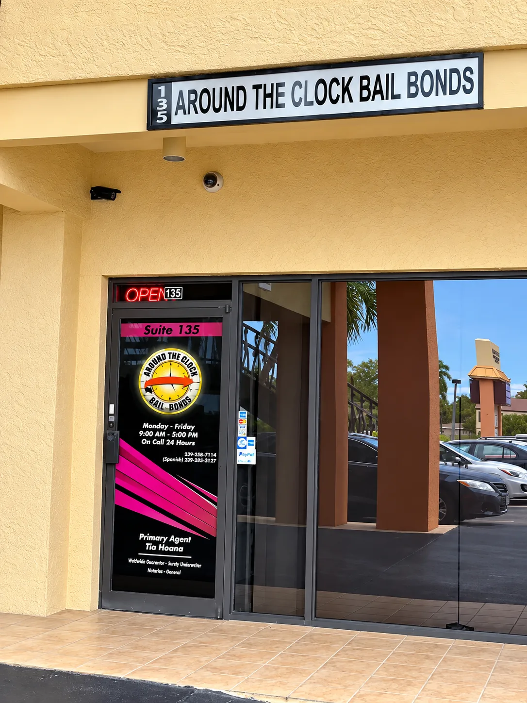 Around the Clock Bailbonds storefront at 3049 Cleveland Ave, Suite 135 in Fort Myers, Florida